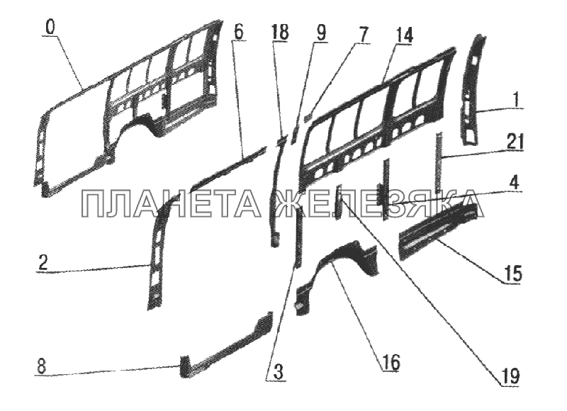Каркас правой боковины (2705-5401050-50) ГАЗ-2705, 3221 (куз. детали)